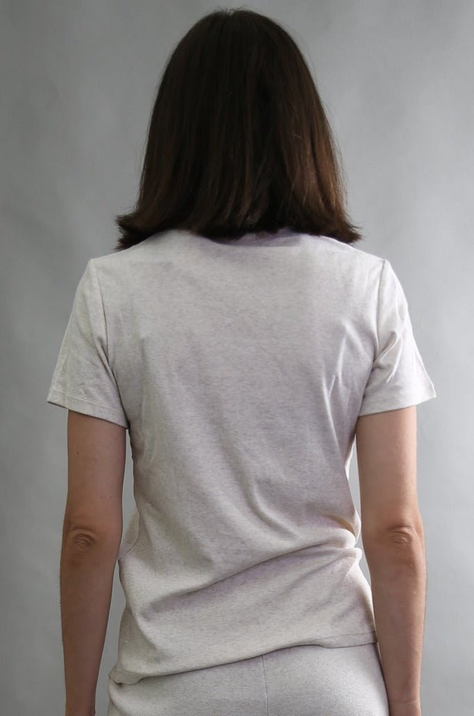 CAP SLEEVE CREW IN HEATHERED PIMA COTTON IN PEARL GREY - Jarbo
