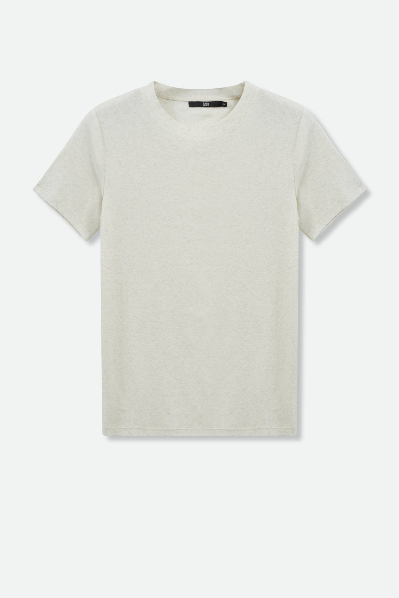 CAP SLEEVE CREW IN HEATHERED PIMA COTTON IN PEARL GREY - Jarbo