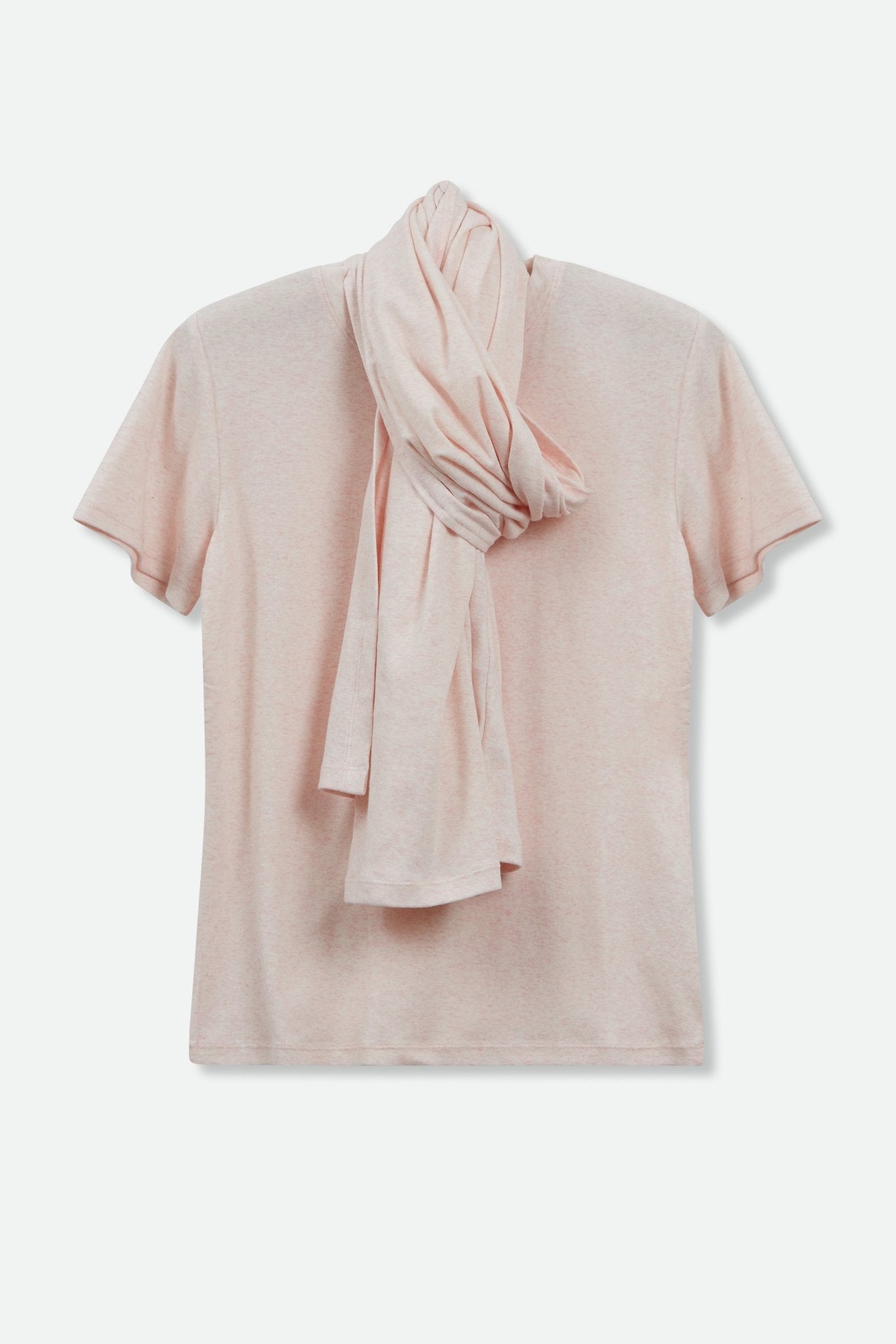 CAP SLEEVE CREW IN HEATHERED PIMA COTTON IN PINK HEATHER - Jarbo