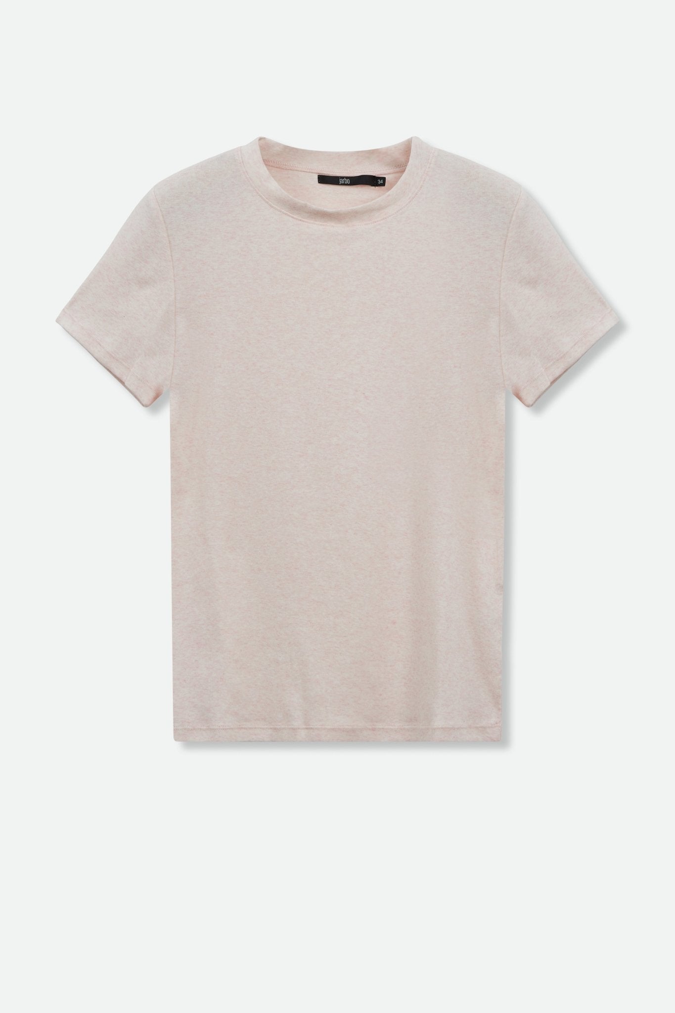 CAP SLEEVE CREW IN HEATHERED PIMA COTTON IN PINK HEATHER - Jarbo