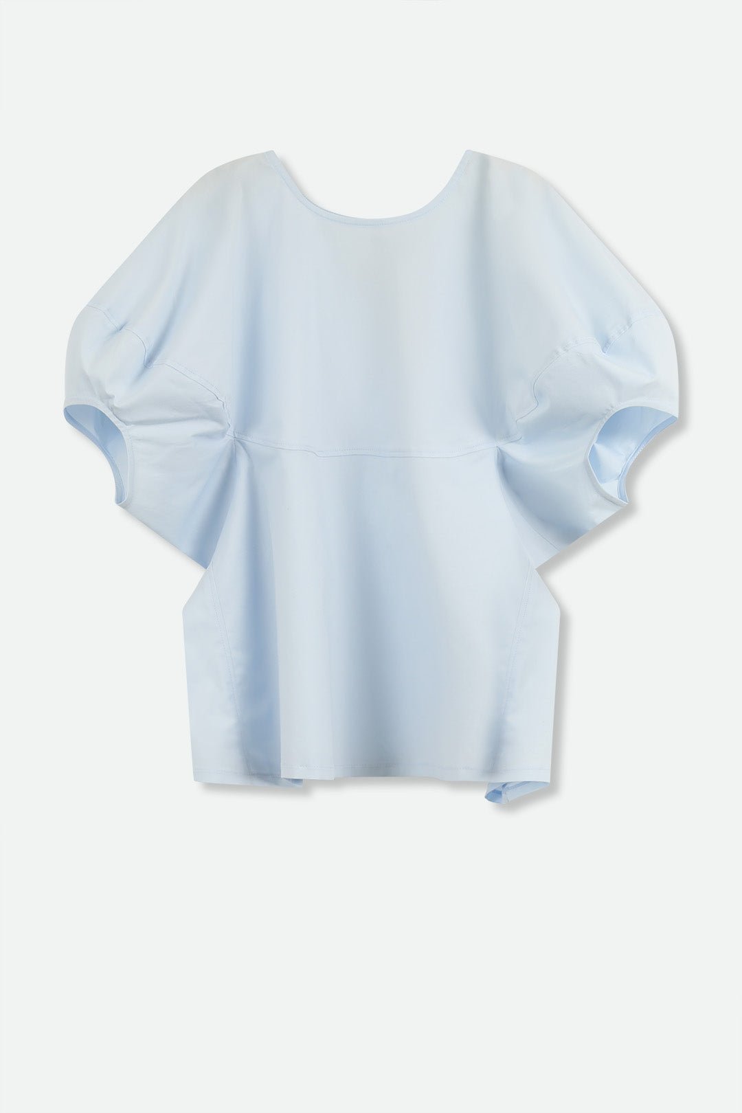 CERCHI SHORT SLEEVE BLOUSE IN ITALIAN COTTON BABY BLUE - Jarbo