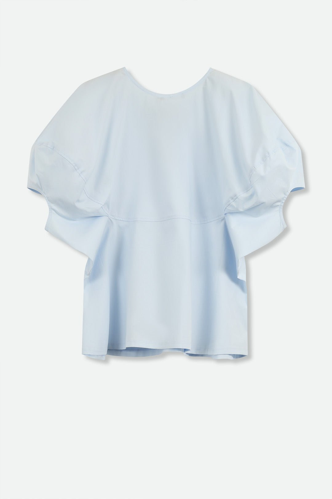 CERCHI SHORT SLEEVE BLOUSE IN ITALIAN COTTON BABY BLUE - Jarbo