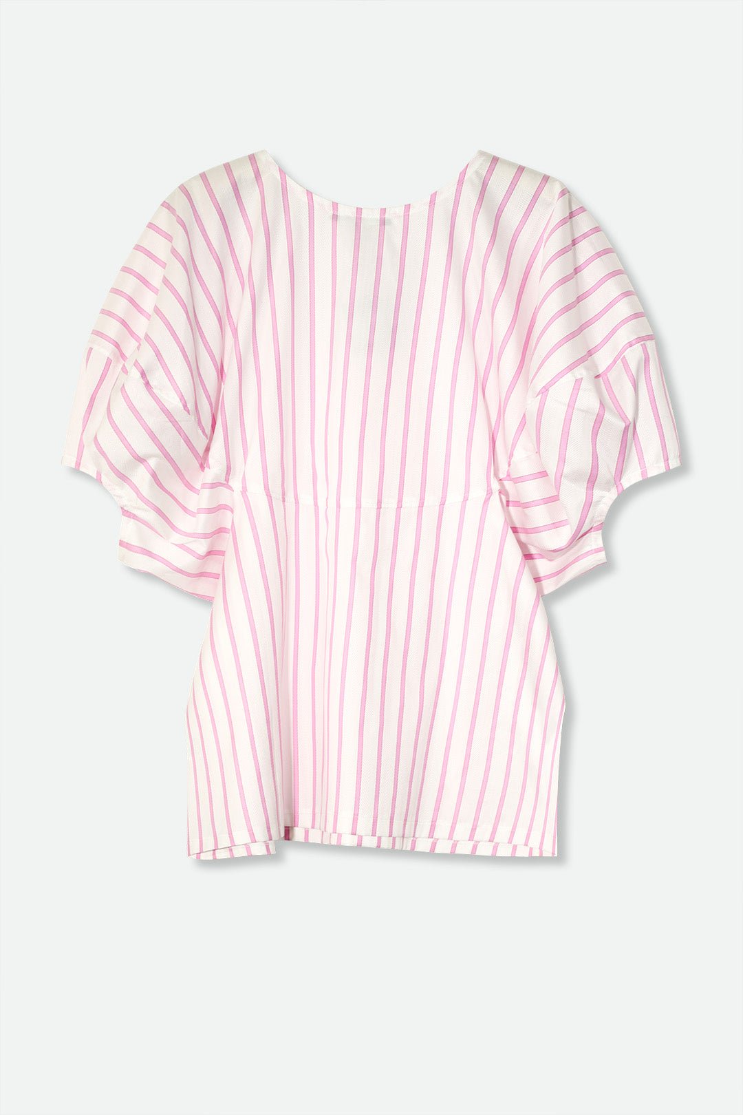 CERCHI SHORT SLEEVE BLOUSE IN ITALIAN COTTON PINK STRIPE - Jarbo