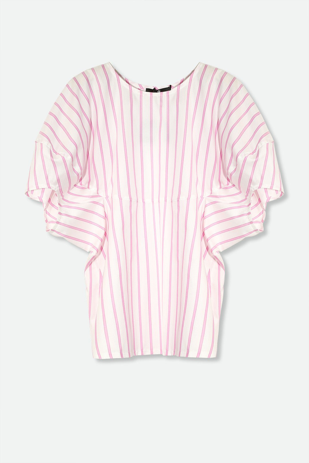 CERCHI SHORT SLEEVE BLOUSE IN ITALIAN COTTON PINK STRIPE - Jarbo