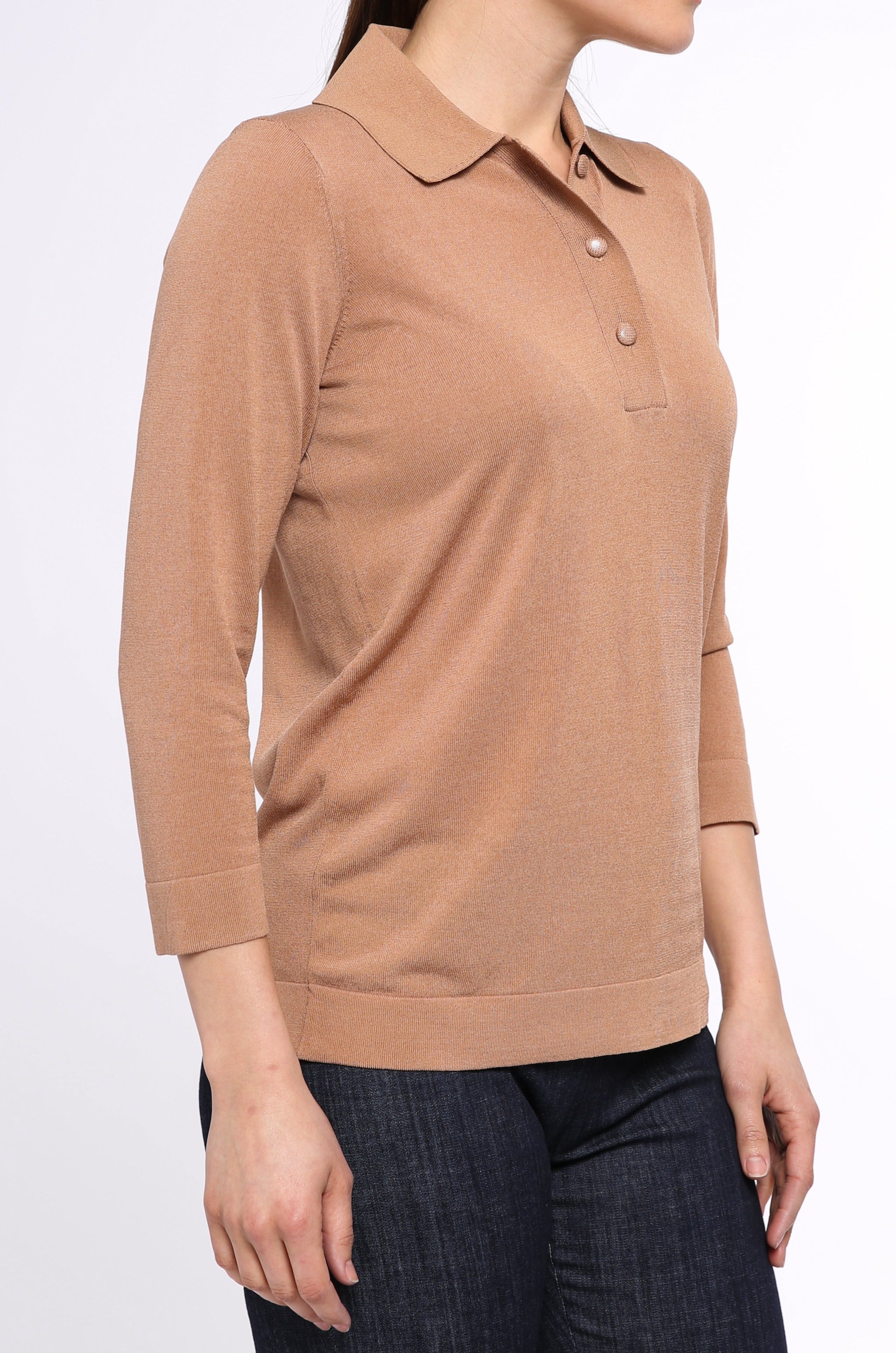 COVERED BUTTON POLO IN ITALIAN HIGH TWIST COTTON - Jarbo