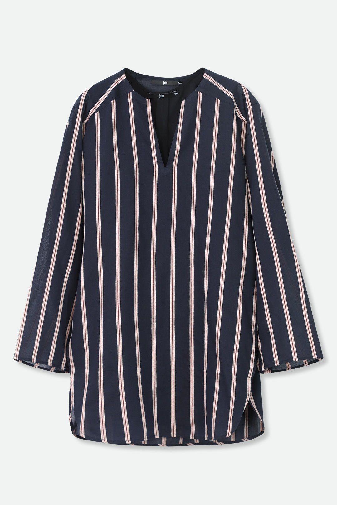 CYPRESS LAYERED SHIRT IN ITALIAN COTTON VOILE NAVY STRIPES - Jarbo