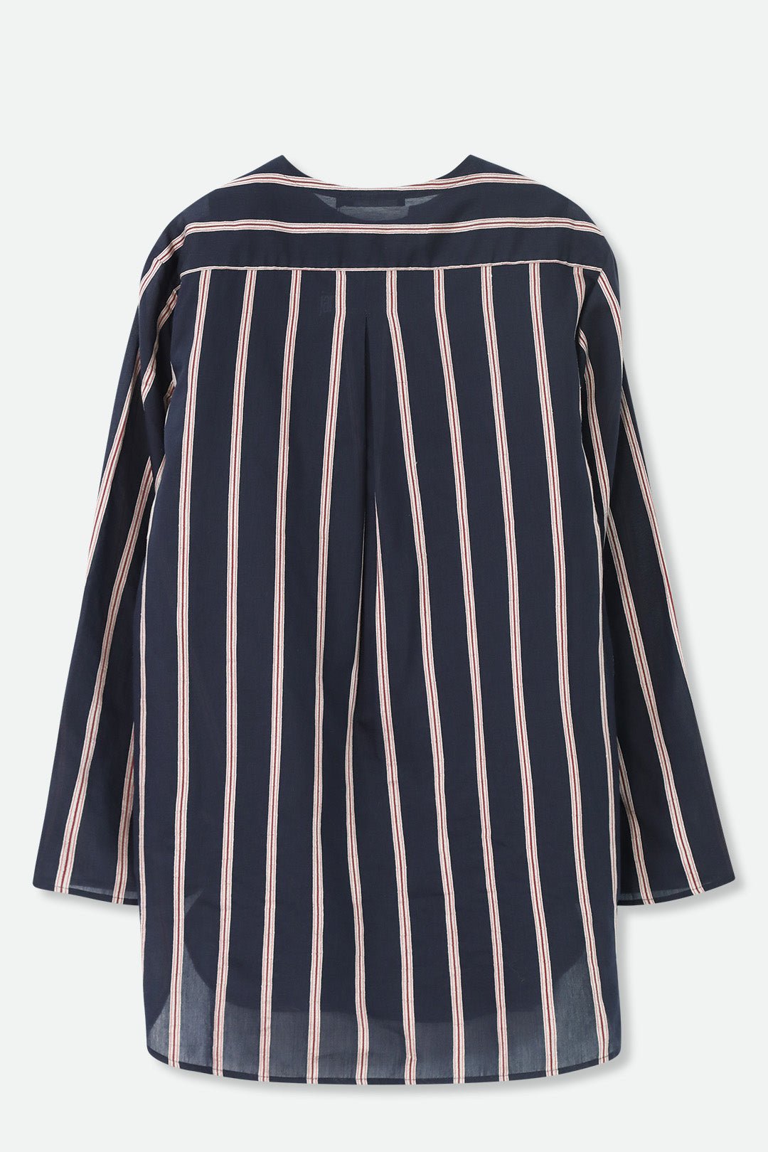 CYPRESS LAYERED SHIRT IN ITALIAN COTTON VOILE NAVY STRIPES - Jarbo