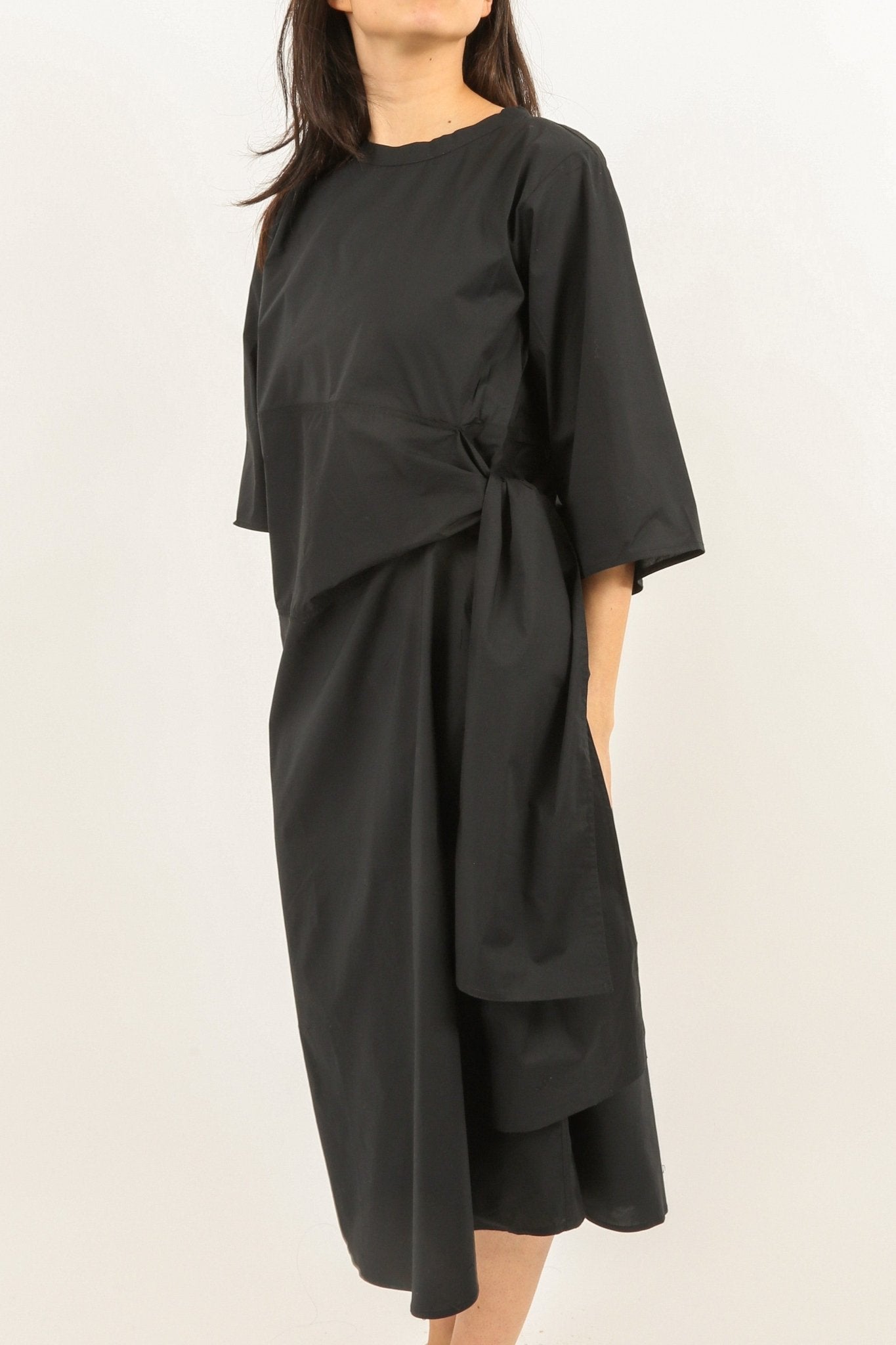 black side tie dress Hailey Women's Side Tie T-Shirt Dress Maxi Length Knit Gown - Size S