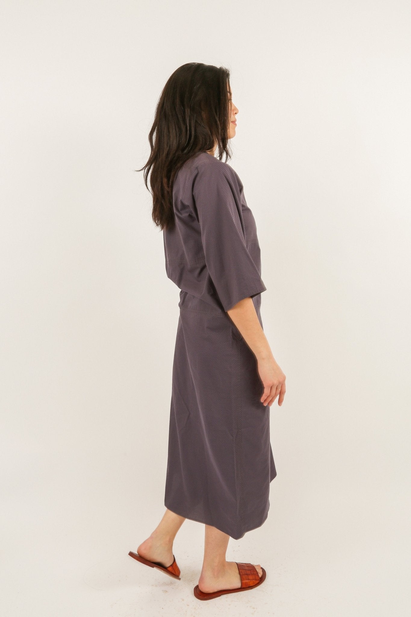 DANA CREW NECK SIDE TIE DRESS IN ITALIAN COTTON - Jarbo