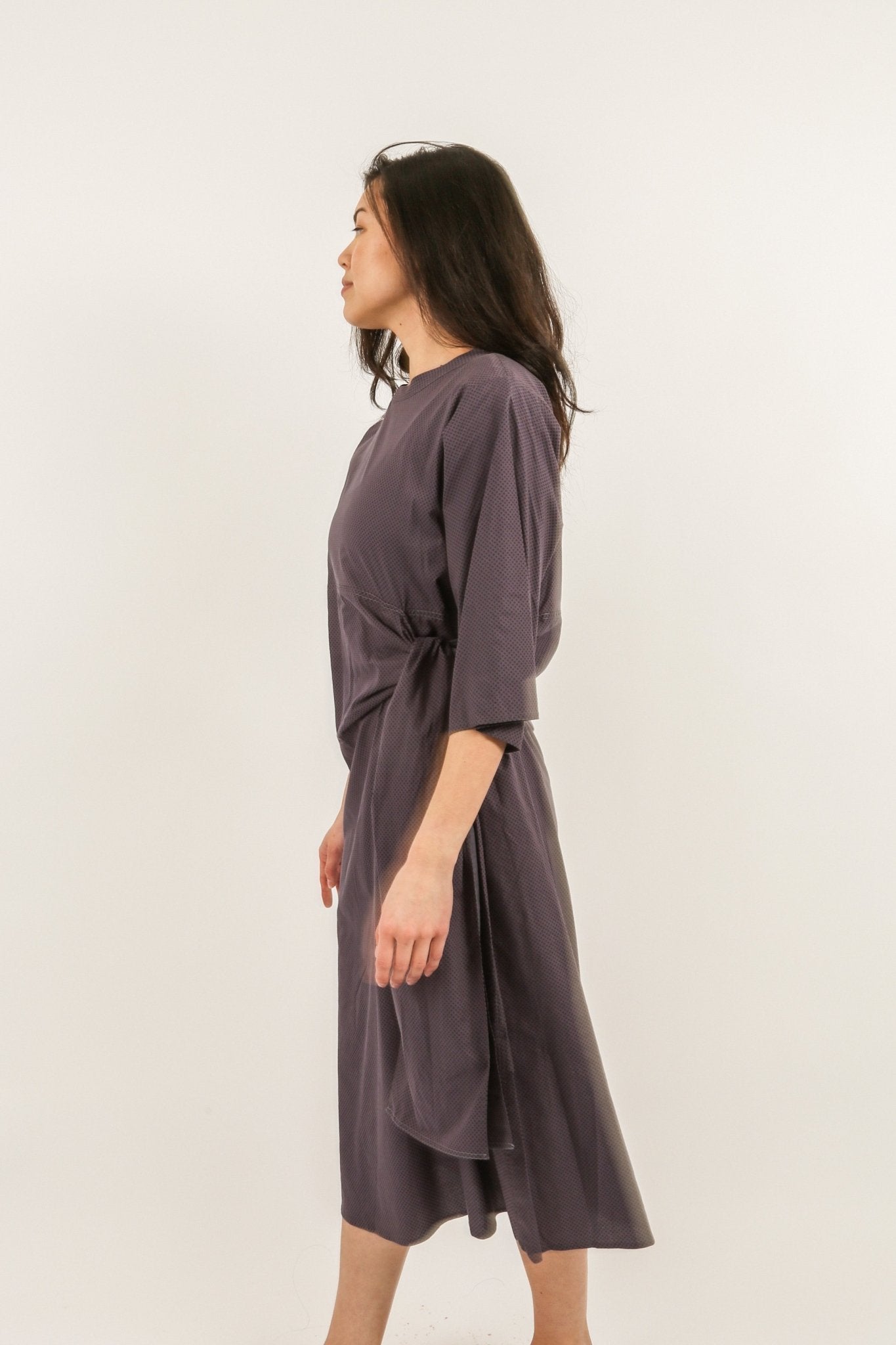 DANA CREW NECK SIDE TIE DRESS IN ITALIAN COTTON - Jarbo