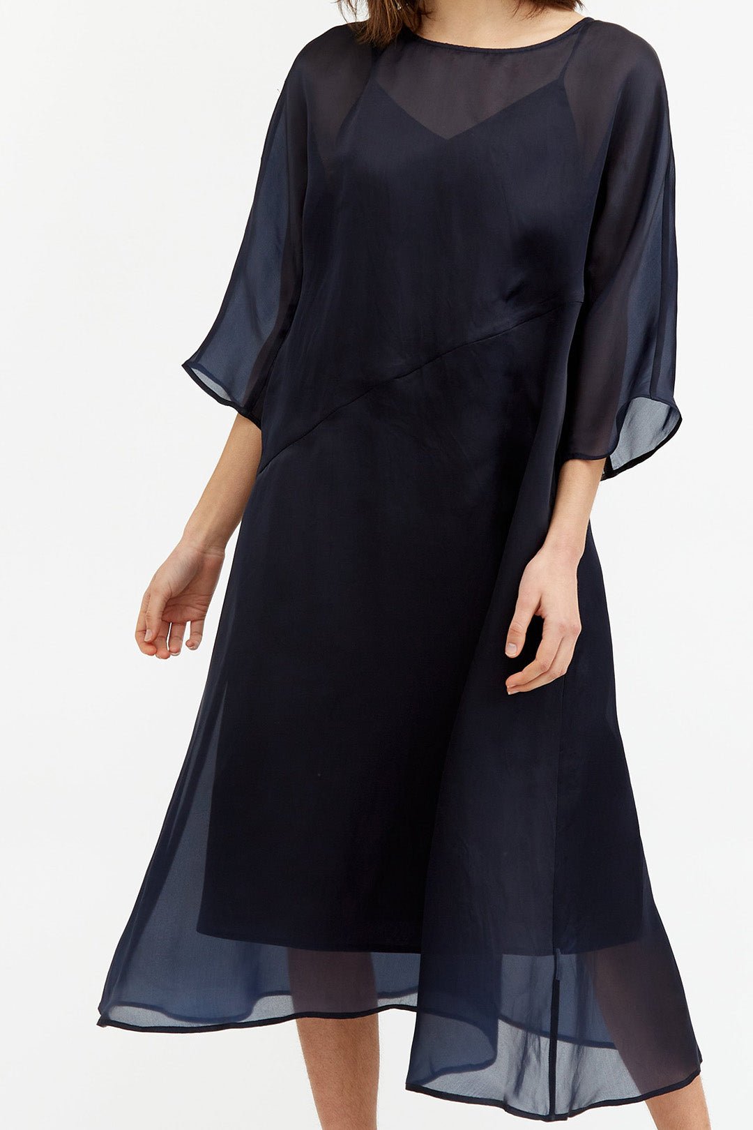 open lace back dress Elegant Ruffle Trim Puff Sleeves Organza Dress – Elonnashop main image 0