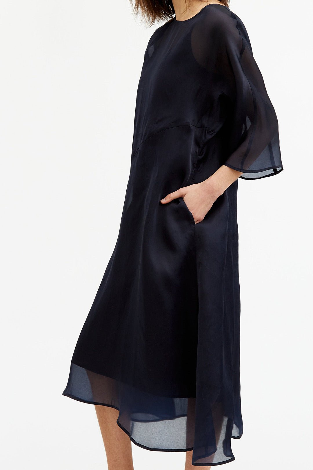 DAVA DIAGONAL SEAM DRESS IN SILK ORGANZA DRESS - Jarbo