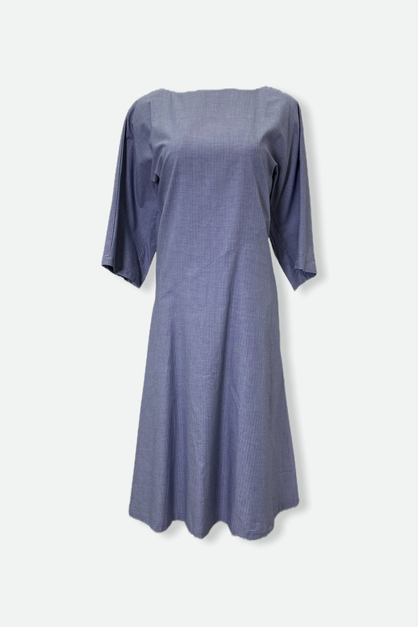 DELLA BATEAU NECK ELBOW SLEEVE DRESS IN STRETCH ITALIAN COTTON - Jarbo