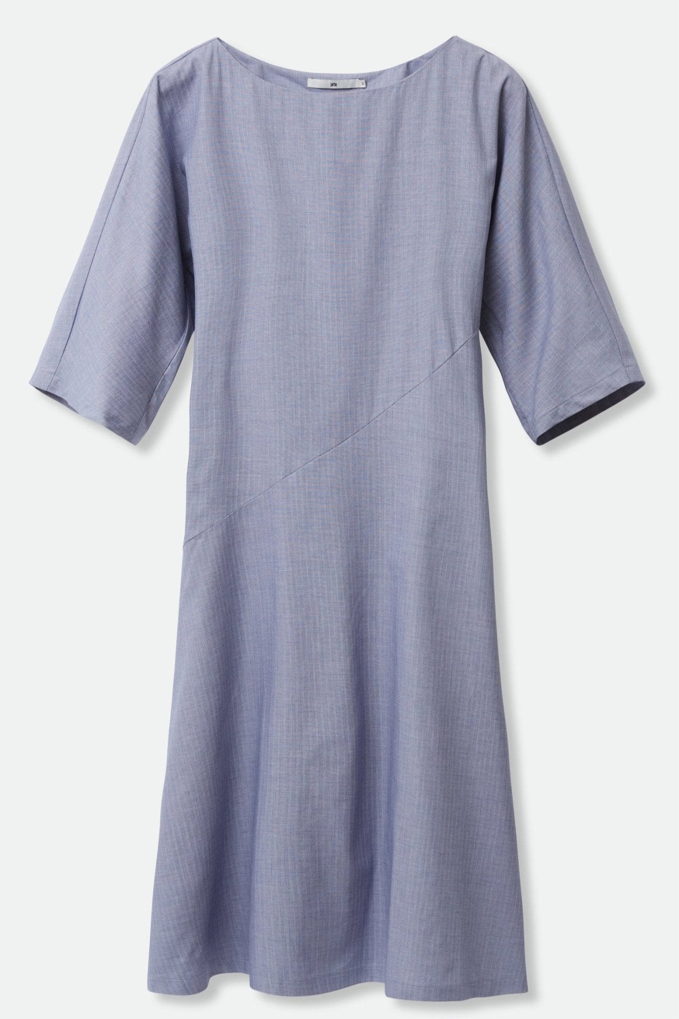 DELLA BATEAU NECK ELBOW SLEEVE DRESS IN STRETCH ITALIAN COTTON - Jarbo