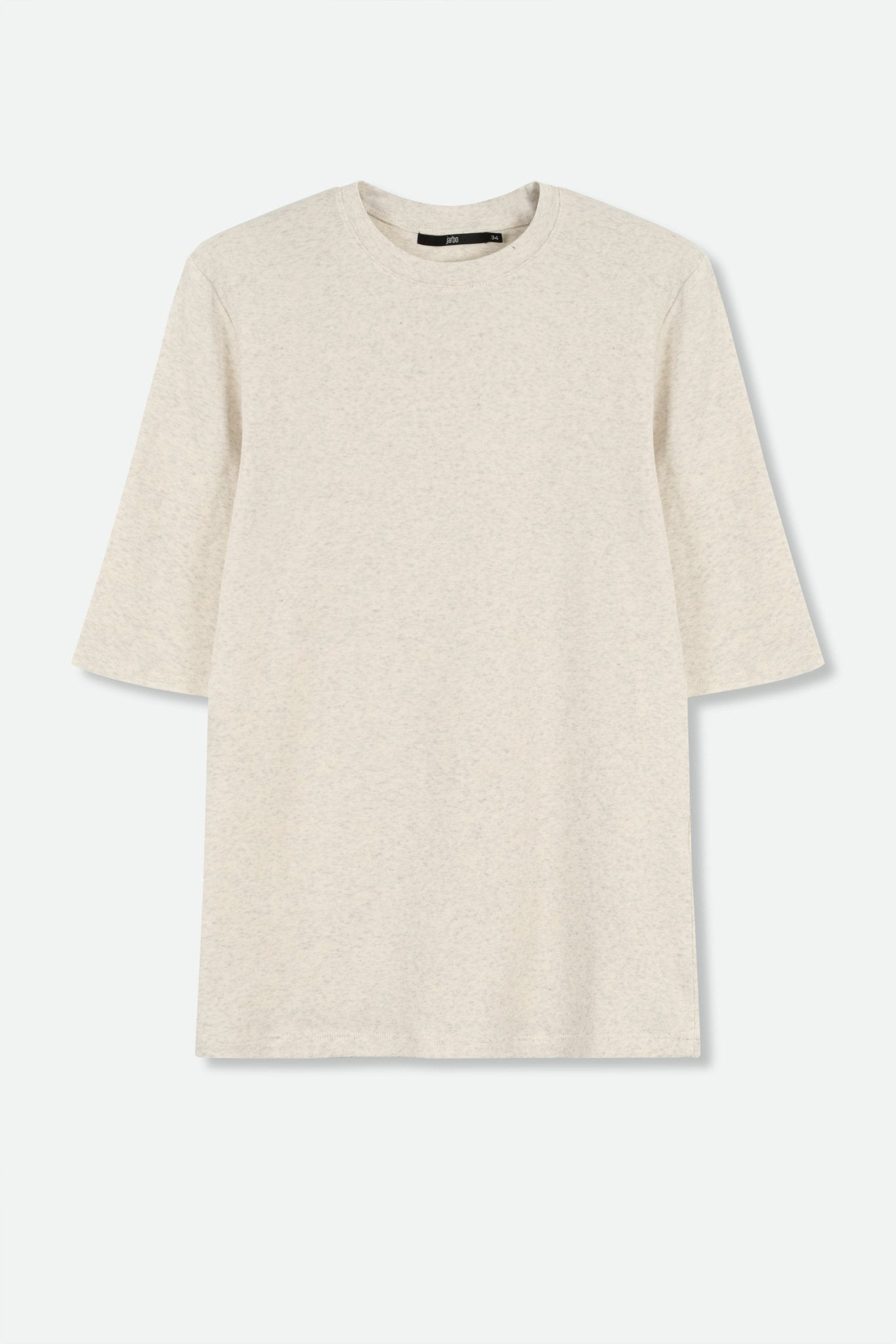 ELBOW SLEEVE CREW IN HEATHERED PIMA COTTON - Jarbo