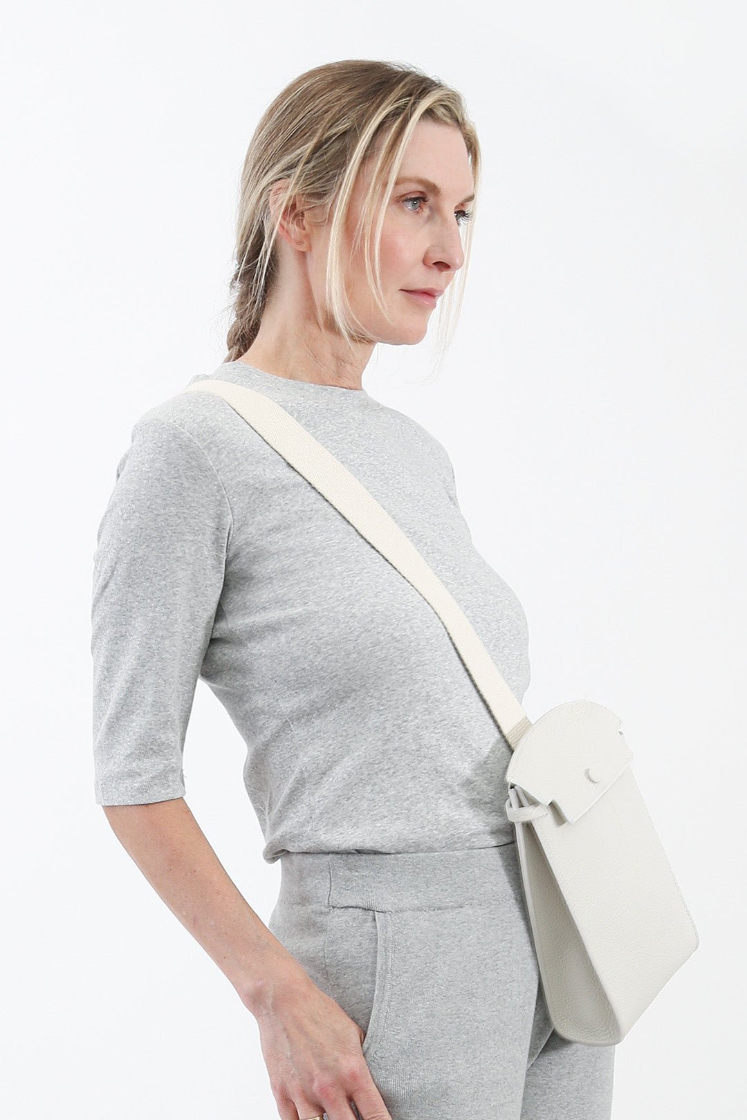 ELBOW SLEEVE CREW IN HEATHERED PIMA COTTON - Jarbo