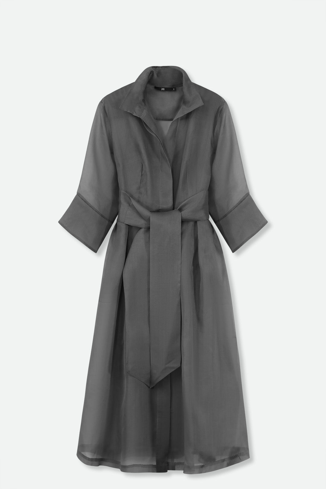 GABRIELLE DRESS IN SILK ORGANZA GUNMETAL - Jarbo