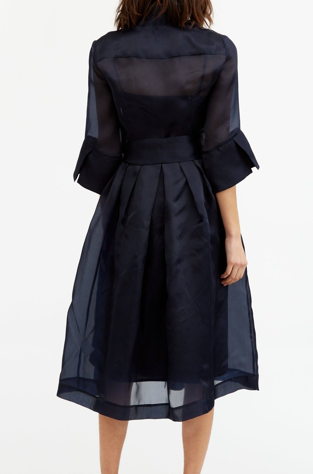 GABRIELLE DRESS IN SILK ORGANZA IN NAVY - Jarbo