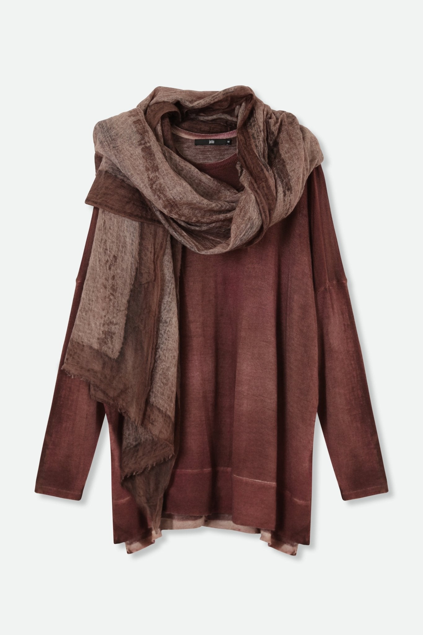 HENRY BOYFRIEND CREW IN HAND-DYED CASHMERE BROWN - Jarbo