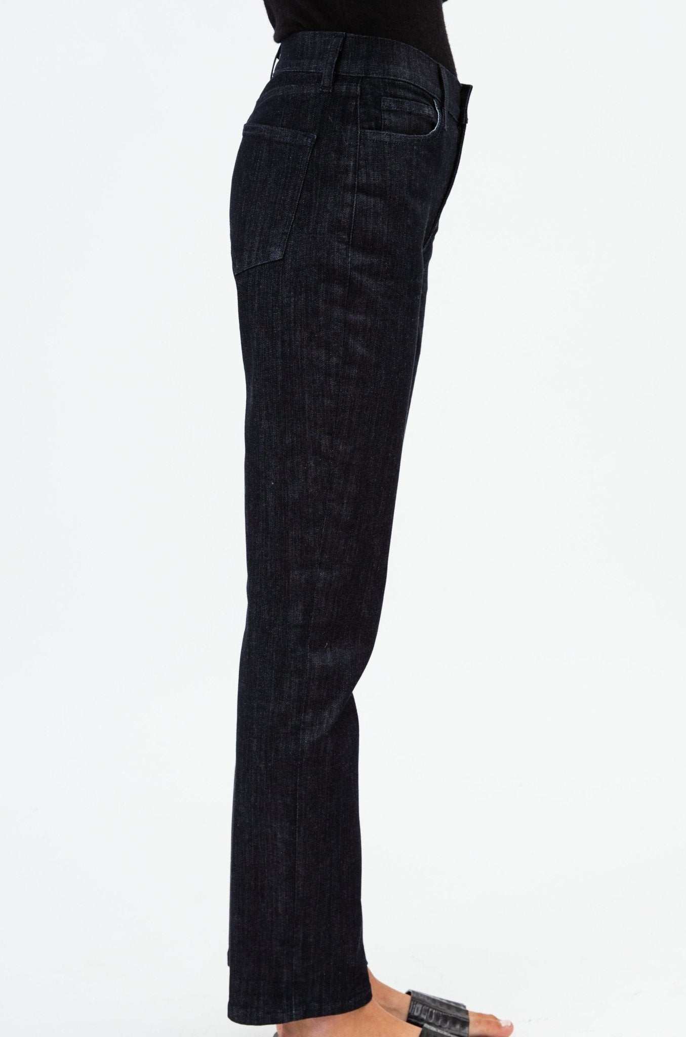 HIGH-RISE FIVE POCKET STRAIGHT LEG IN DARK WASH DENIM STRETCH - Jarbo