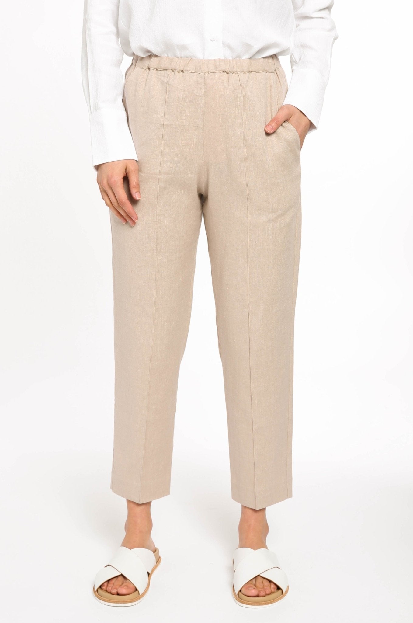 JANICE PANT IN LINEN-COTTON STRETCH - Jarbo