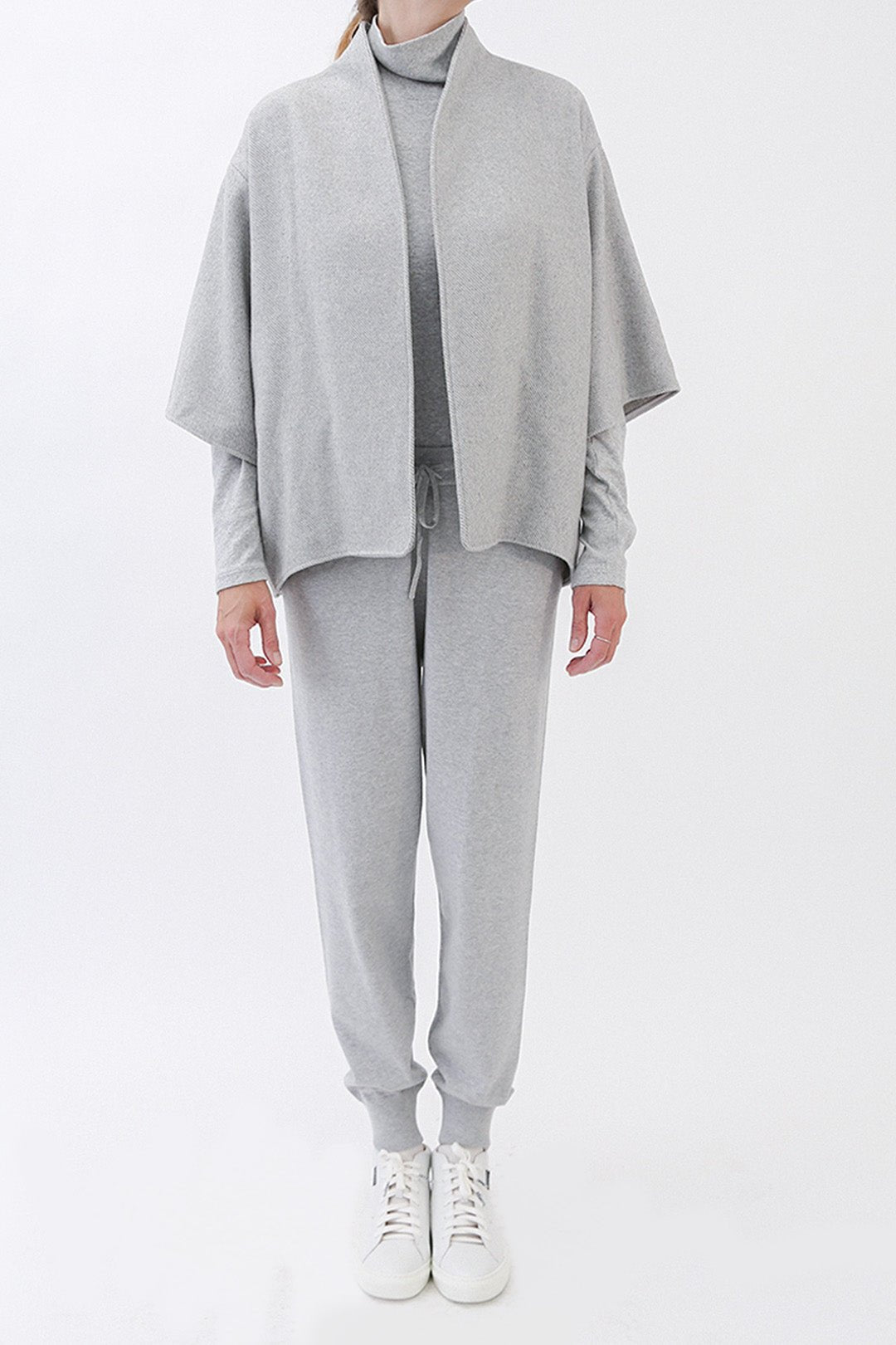 JOEY JOGGER PANT IN KNIT PIMA COTTON STRETCH IN HEATHER MEDIUM GREY - Jarbo