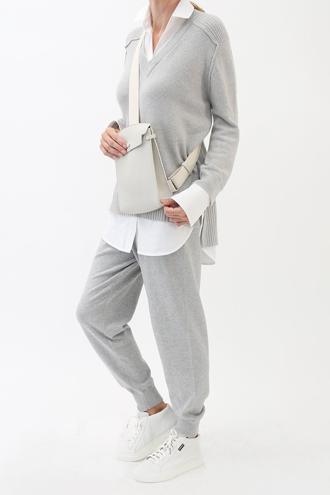 JOEY JOGGER PANT IN KNIT PIMA COTTON STRETCH IN HEATHER MEDIUM GREY - Jarbo