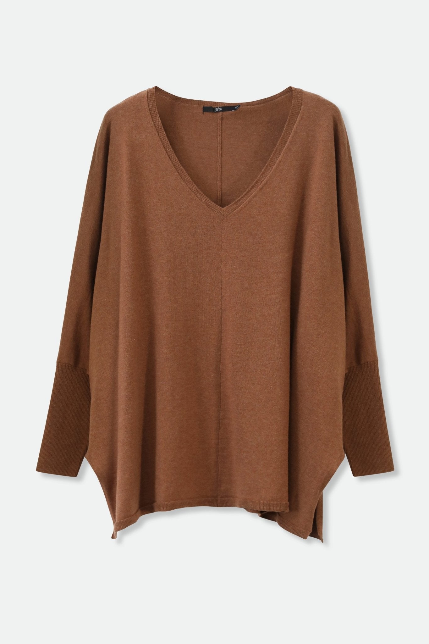 LENA LONG SLEEVE V-NECK PONCHO IN PIMA COTTON KNIT - Jarbo