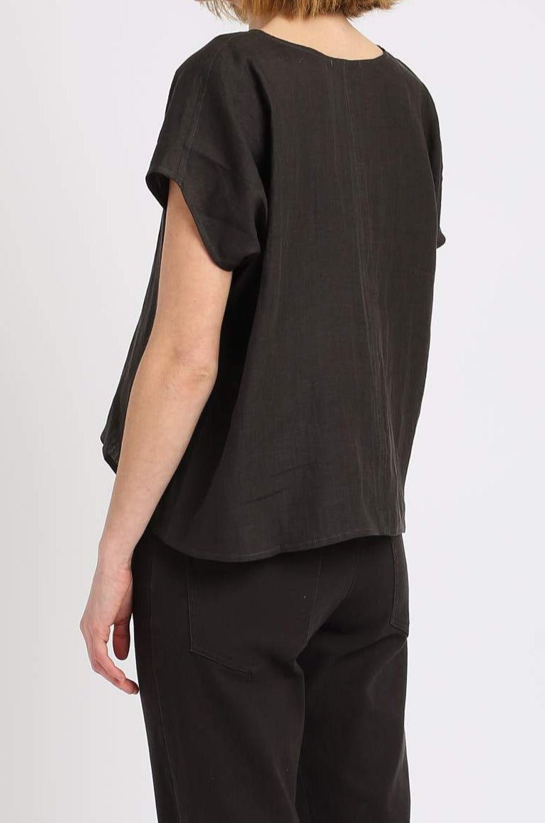 LINEN CROPPED ROUND NECK SHORT SLEEVE - Jarbo