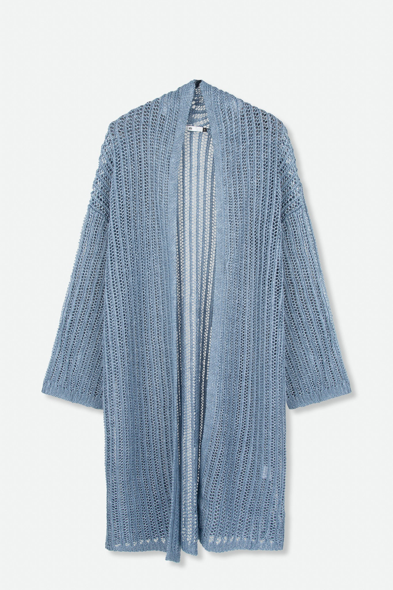 LONG LINE CARDIGAN IN OPEN ITALIAN LINEN KNIT - Jarbo