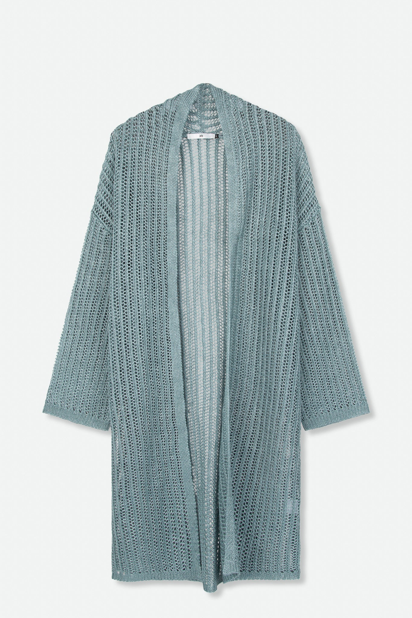 LONG LINE CARDIGAN IN OPEN ITALIAN LINEN KNIT - Jarbo