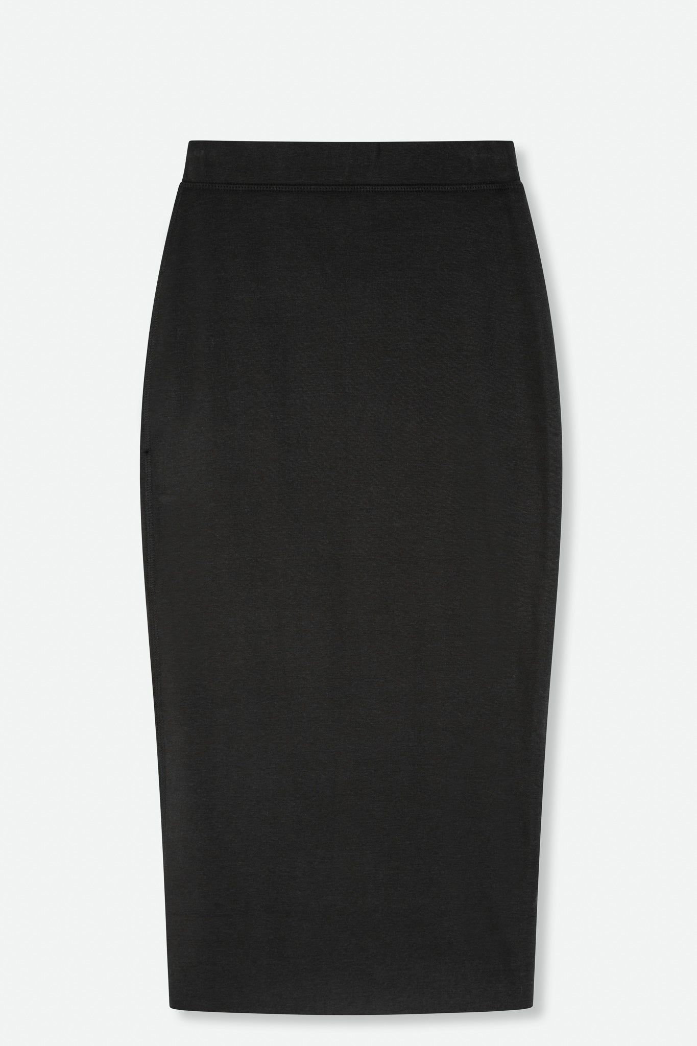 LONG PULL ON SKIRT IN PIMA COTTON STRETCH BLACK - Jarbo