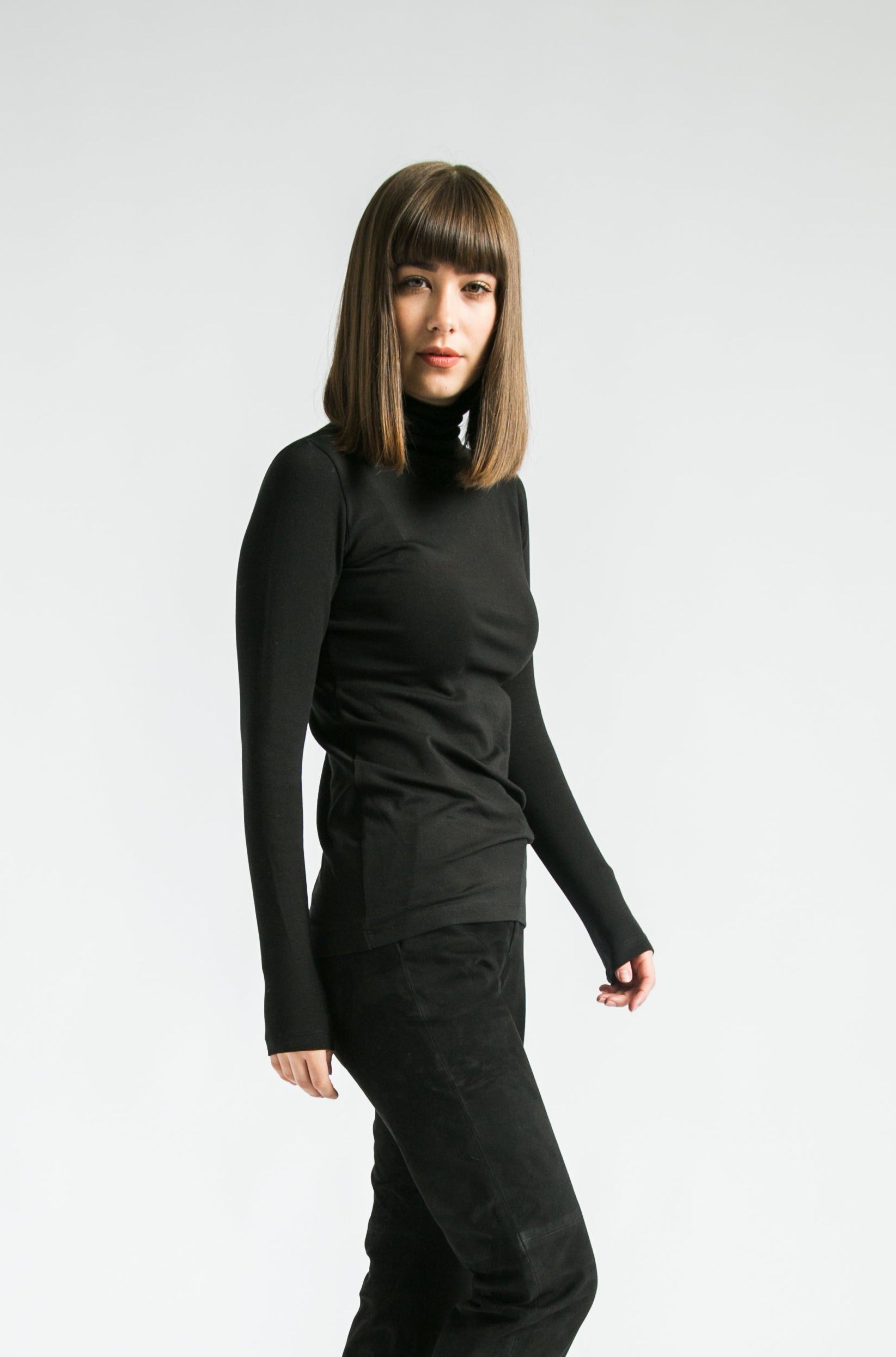 Long Sleeve High Neck In Pima Cotton - Final Few - Jarbo
