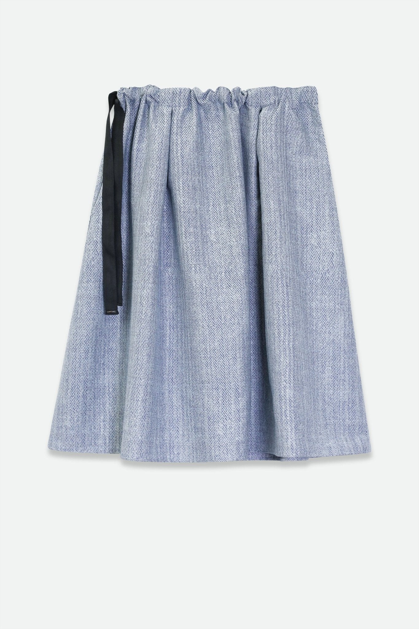 MAEVE DRAWSTRING SKIRT IN ITALIAN JACQUARD LIGHT BLUE - Jarbo