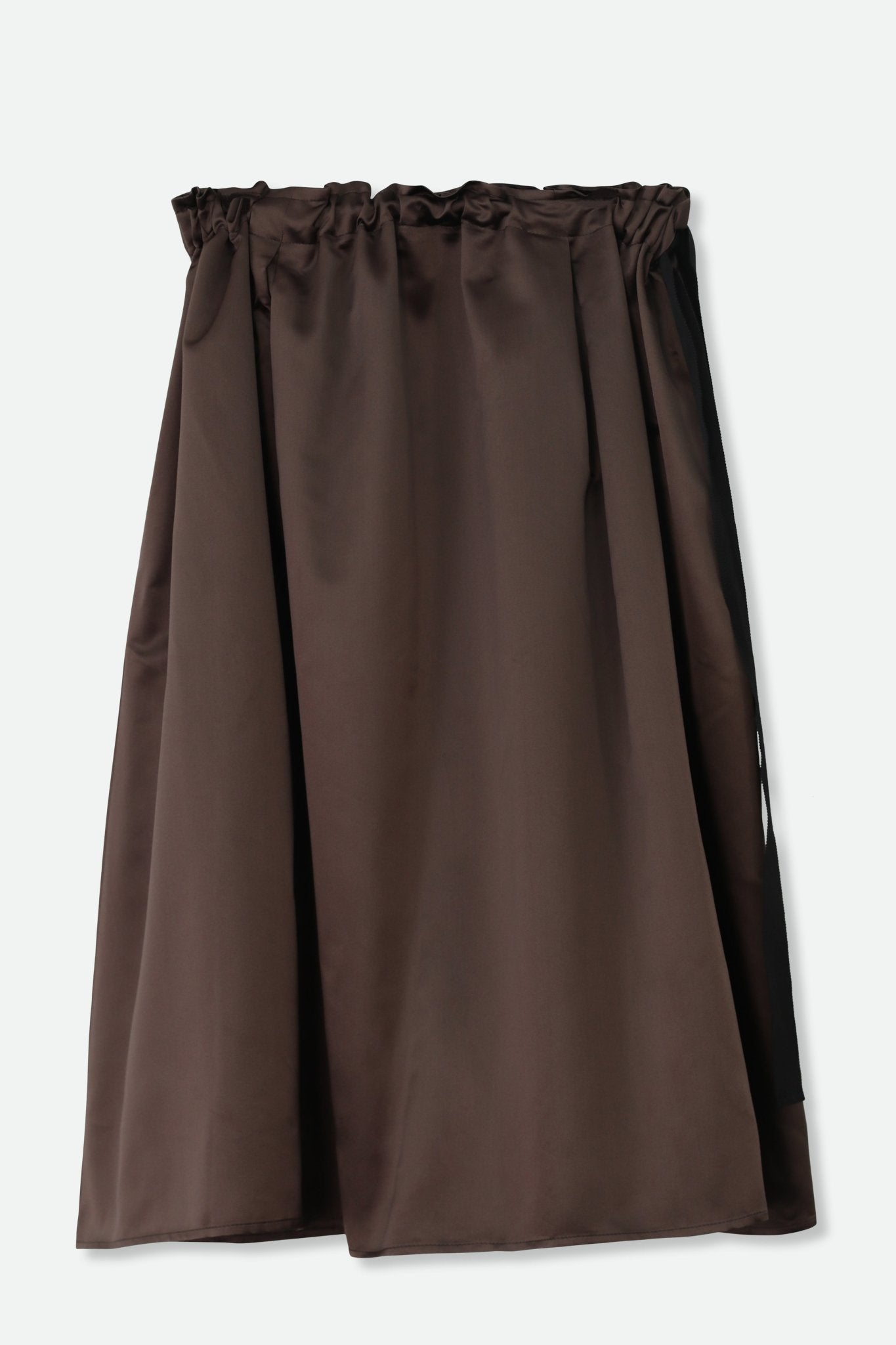 MAEVE MIDLENGTH DRAWSTRING SKIRT IN SILK RICH CHOCOLATE BROWN - Jarbo