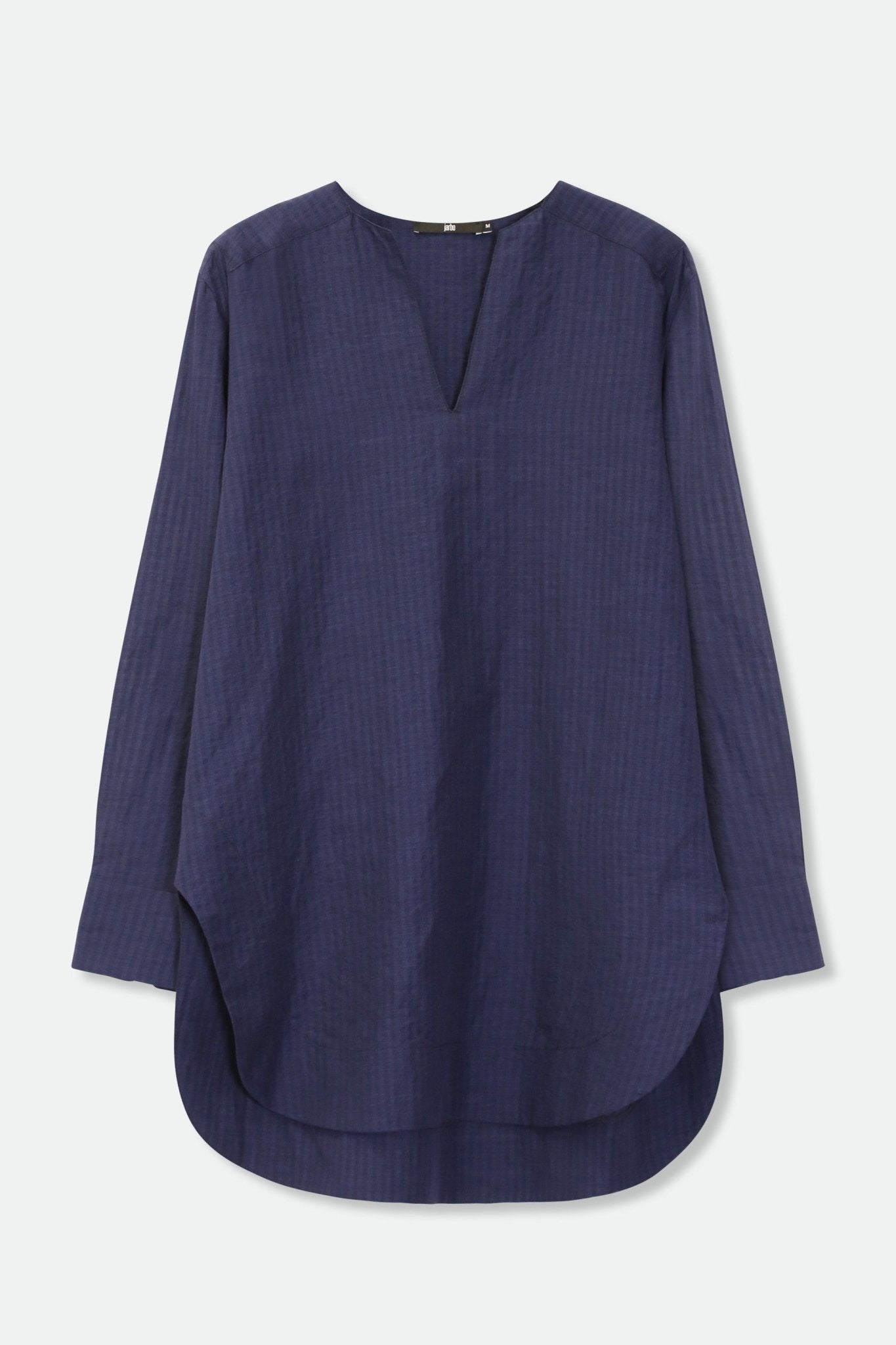 MARAKESH TUNIC SHIRT IN COTTON LINEN NAVY BLUE STRIPE - Jarbo
