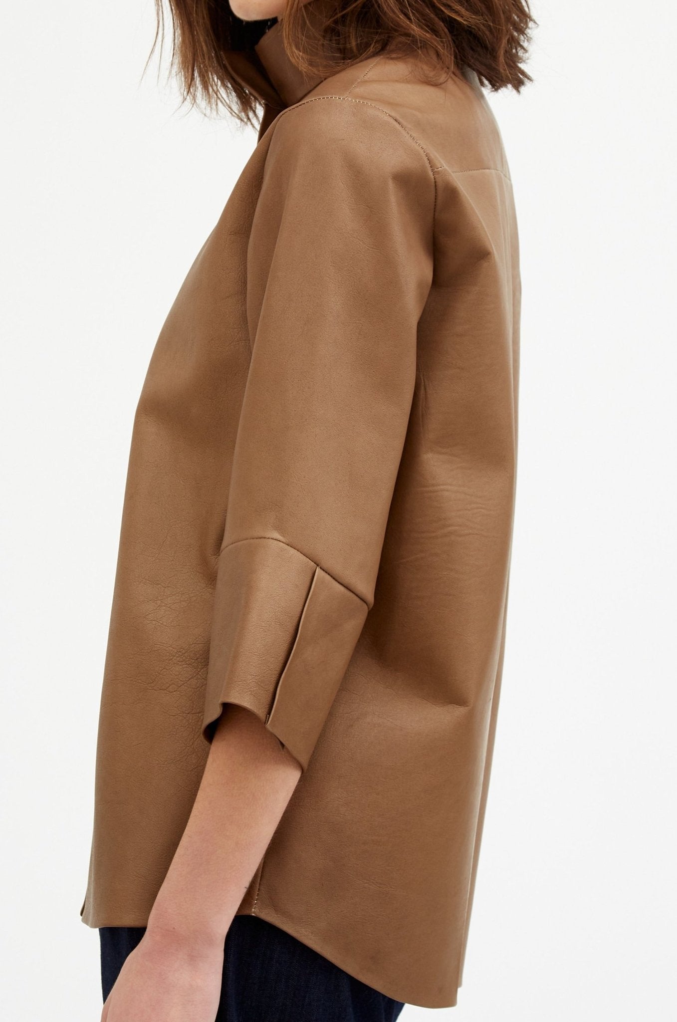MARGOT TIE JACKET IN LEATHER - Jarbo