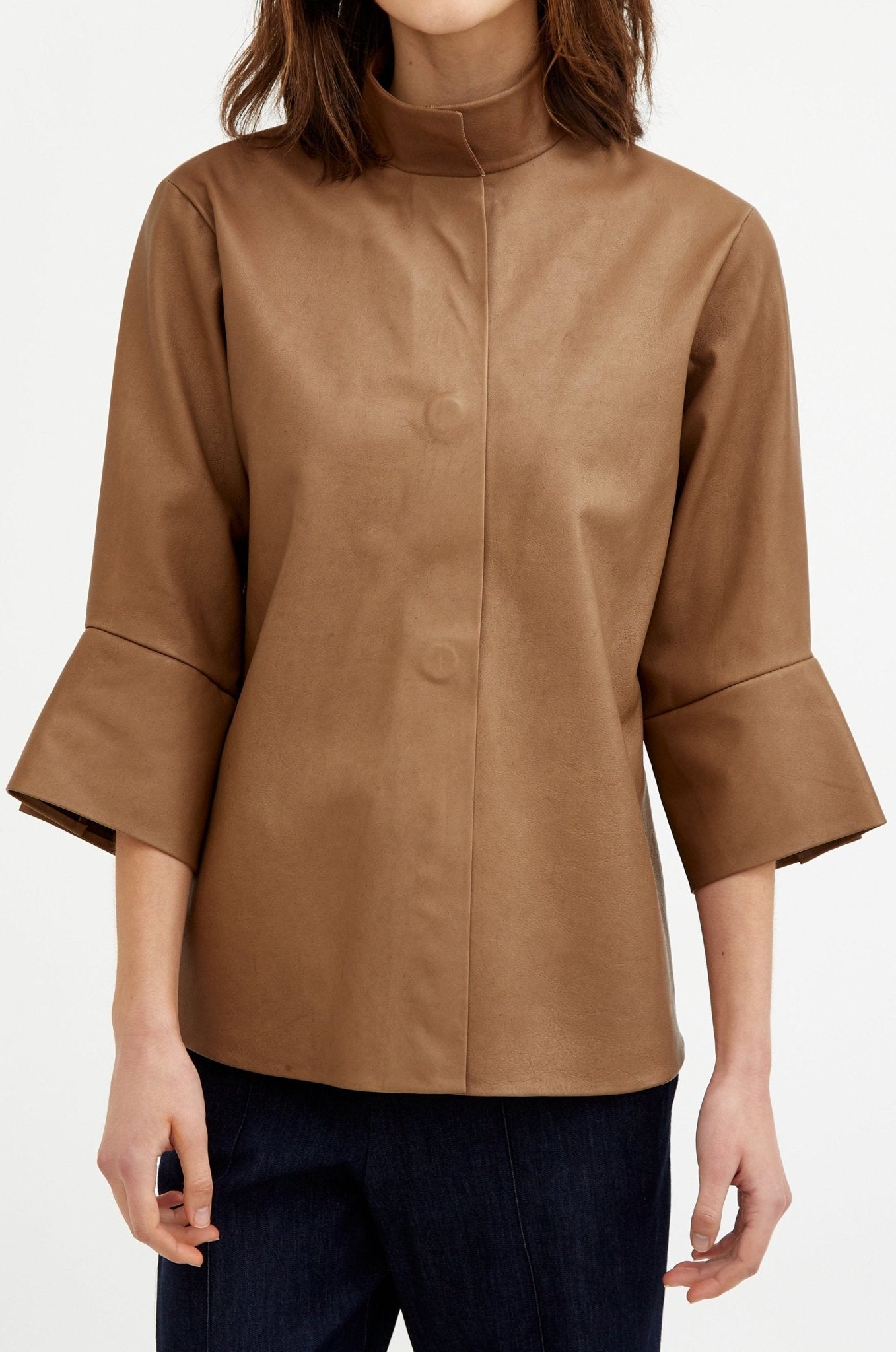 MARGOT TIE JACKET IN LEATHER - Jarbo
