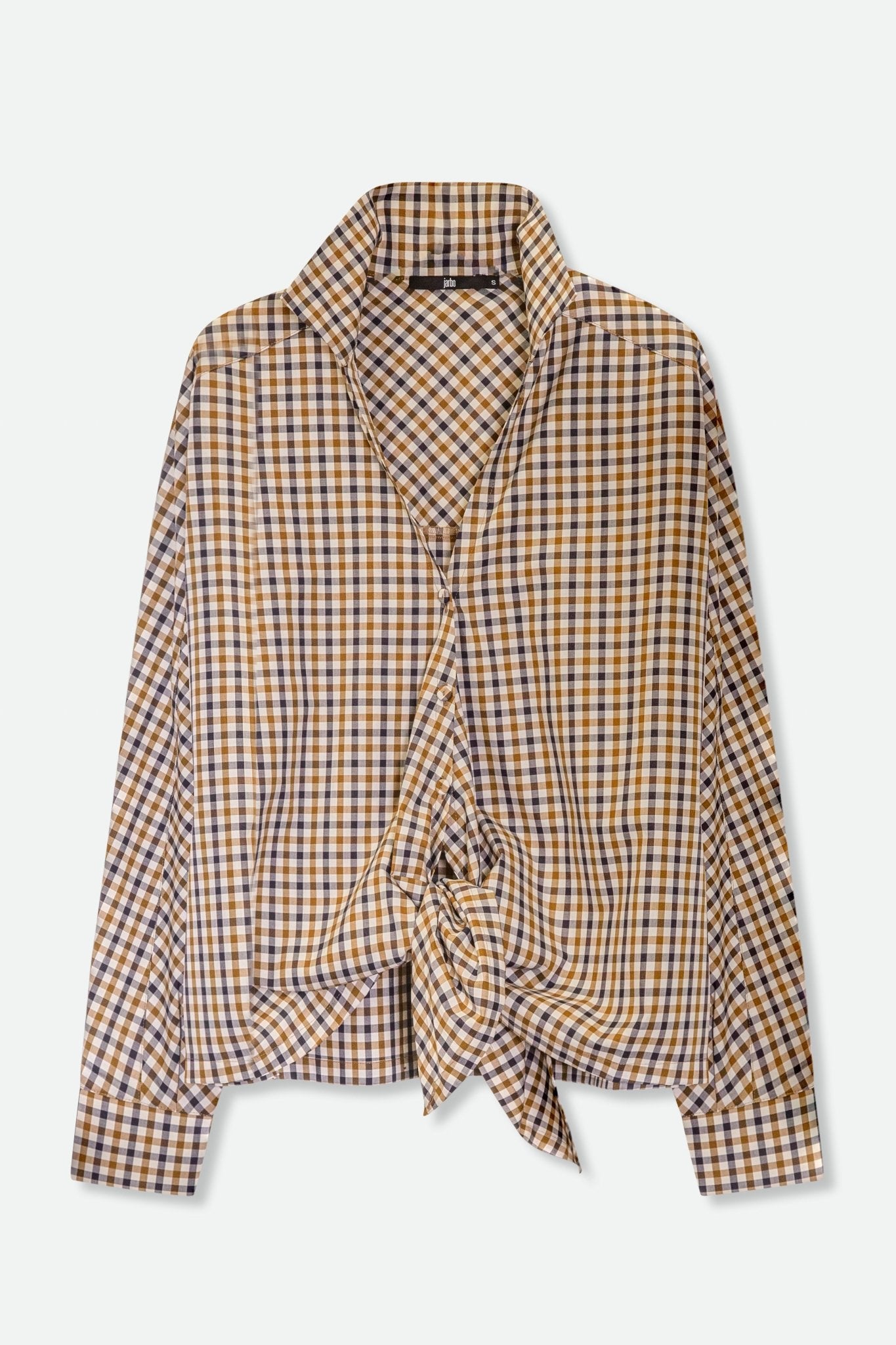 MARIE SHIRT IN 100% PREMIUM ITALIAN COTTON IN BROWN CHECK - Jarbo