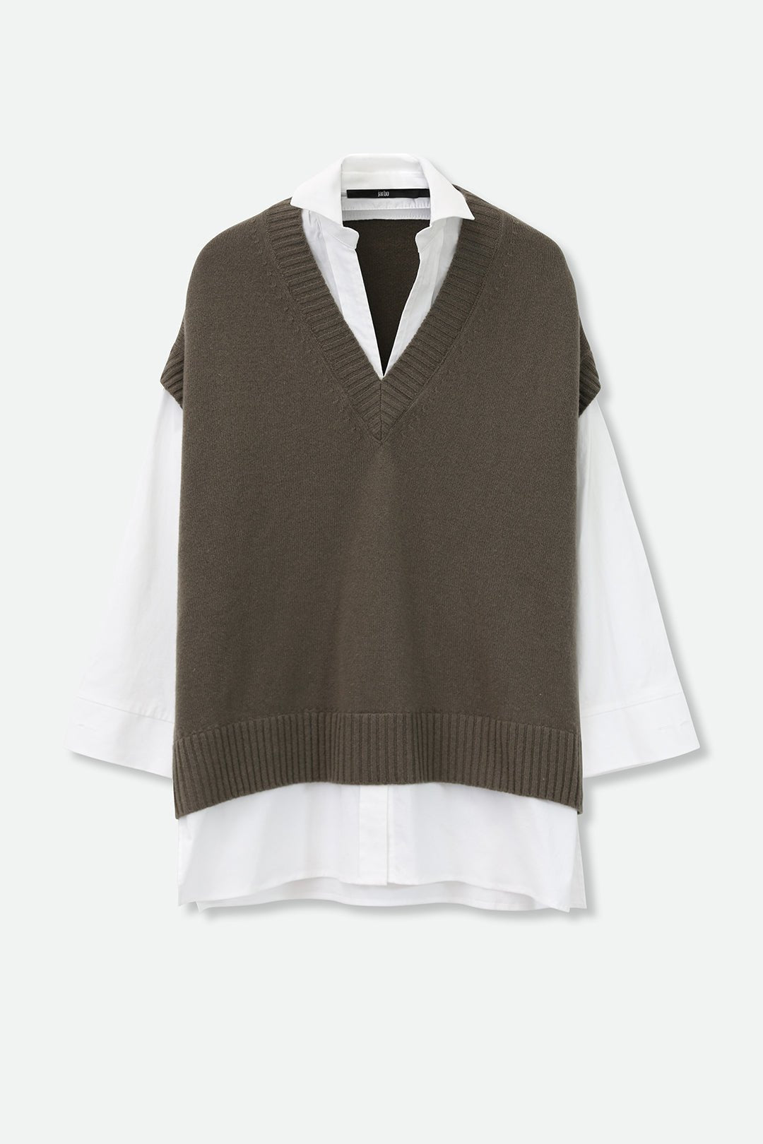MAXIE SHIRTED VEST IN MERINO CASHMERE ZEGNA BARUFFA YARN WITH ITALIAN COTTON POPLIN - Jarbo