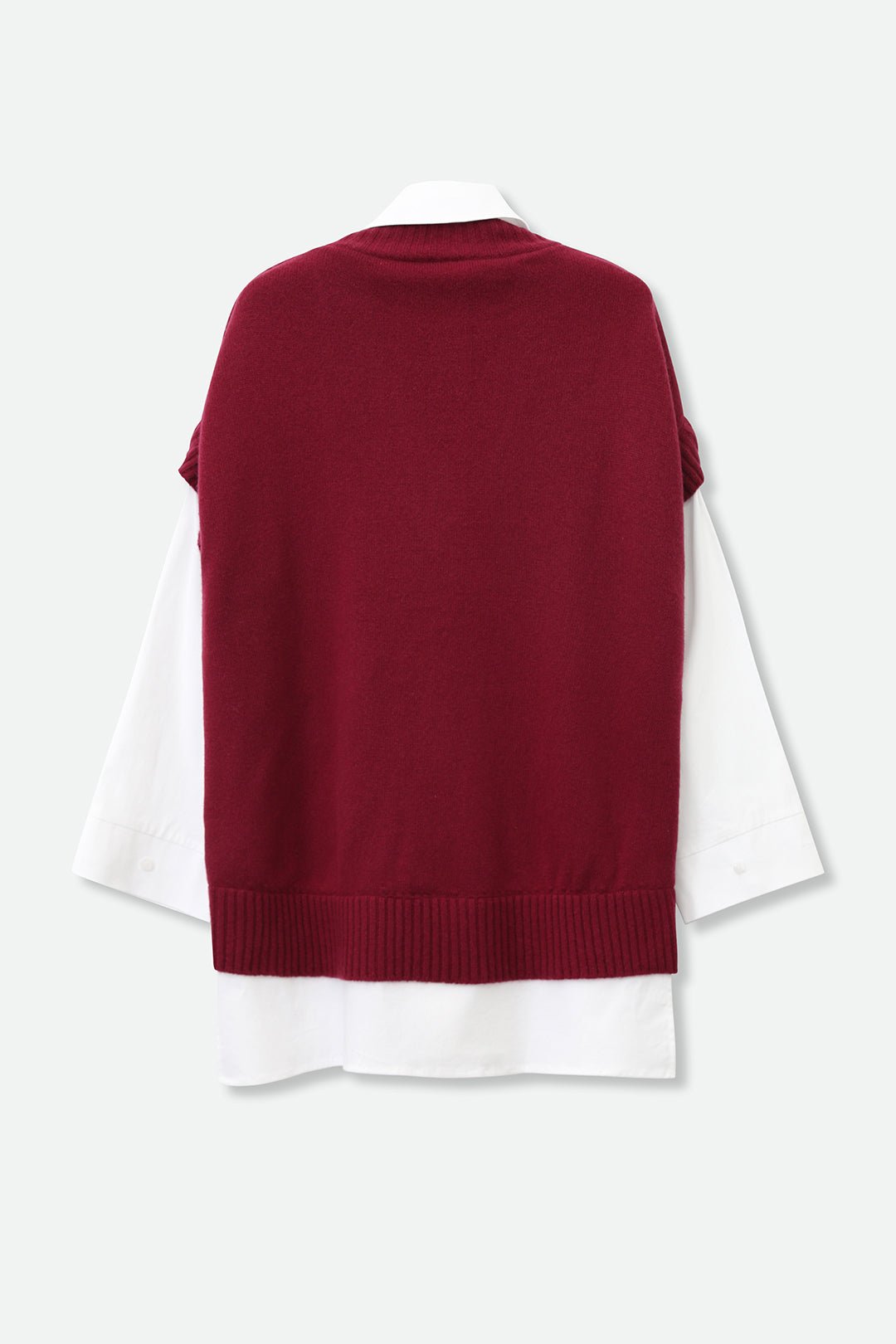 MAXIE SHIRTED VEST IN MERINO CASHMERE ZEGNA BARUFFA YARN WITH ITALIAN COTTON POPLIN - Jarbo