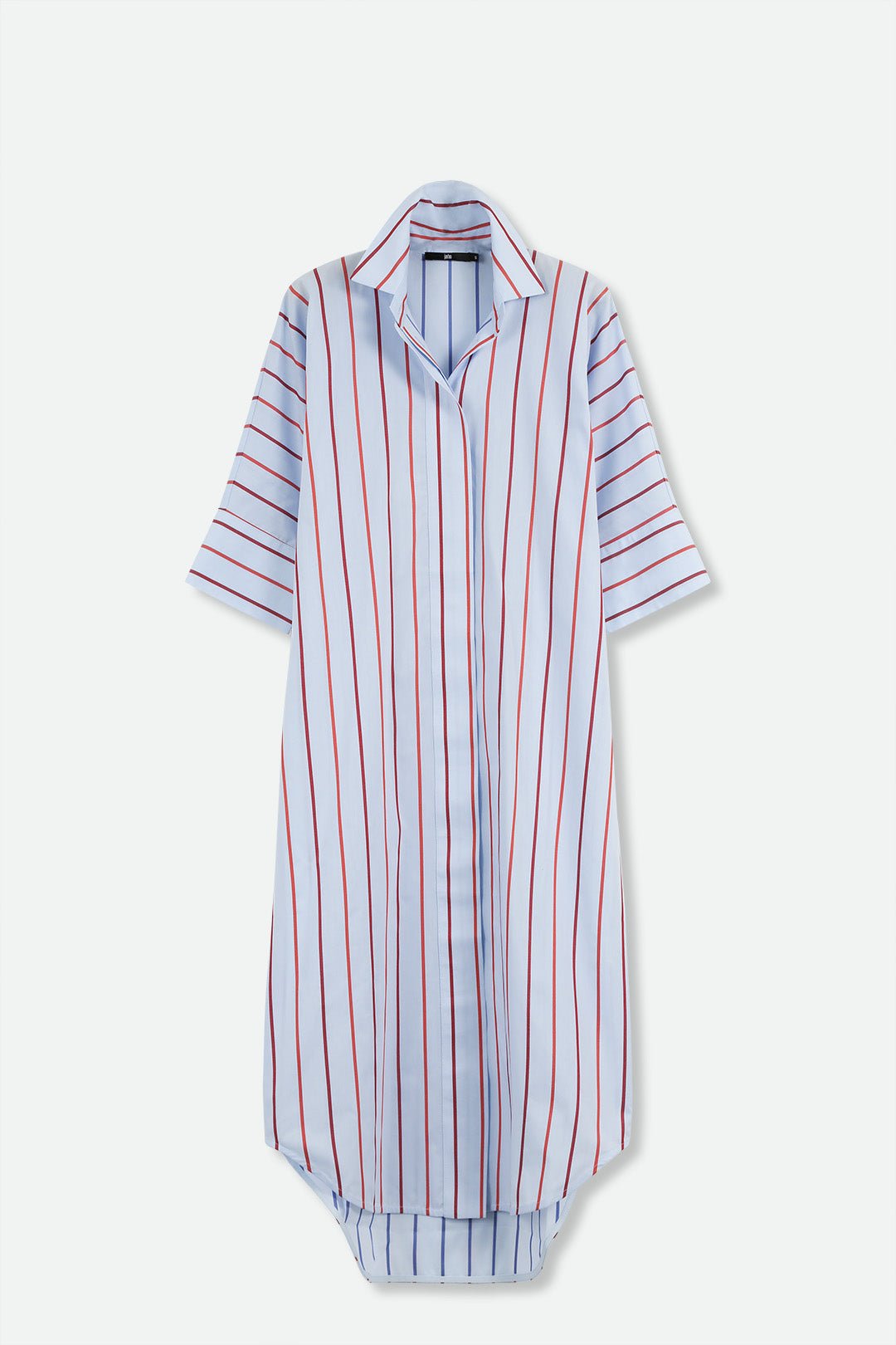 MODENA DOLMAN SLEEVE SHIRT DRESS IN ITALIAN COTTON SPRING STRIPE - Jarbo