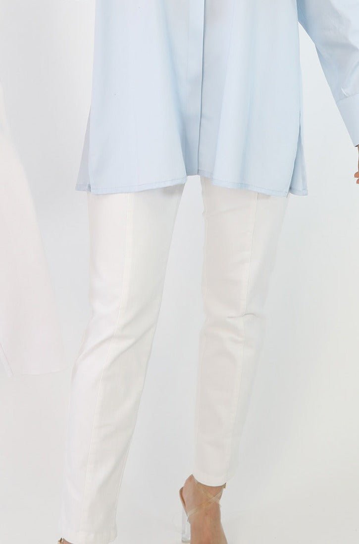 PALLAS BACK SLIT PANT IN GARMENT DYED ITALIAN 4-WAY STRETCH DENIM - Jarbo