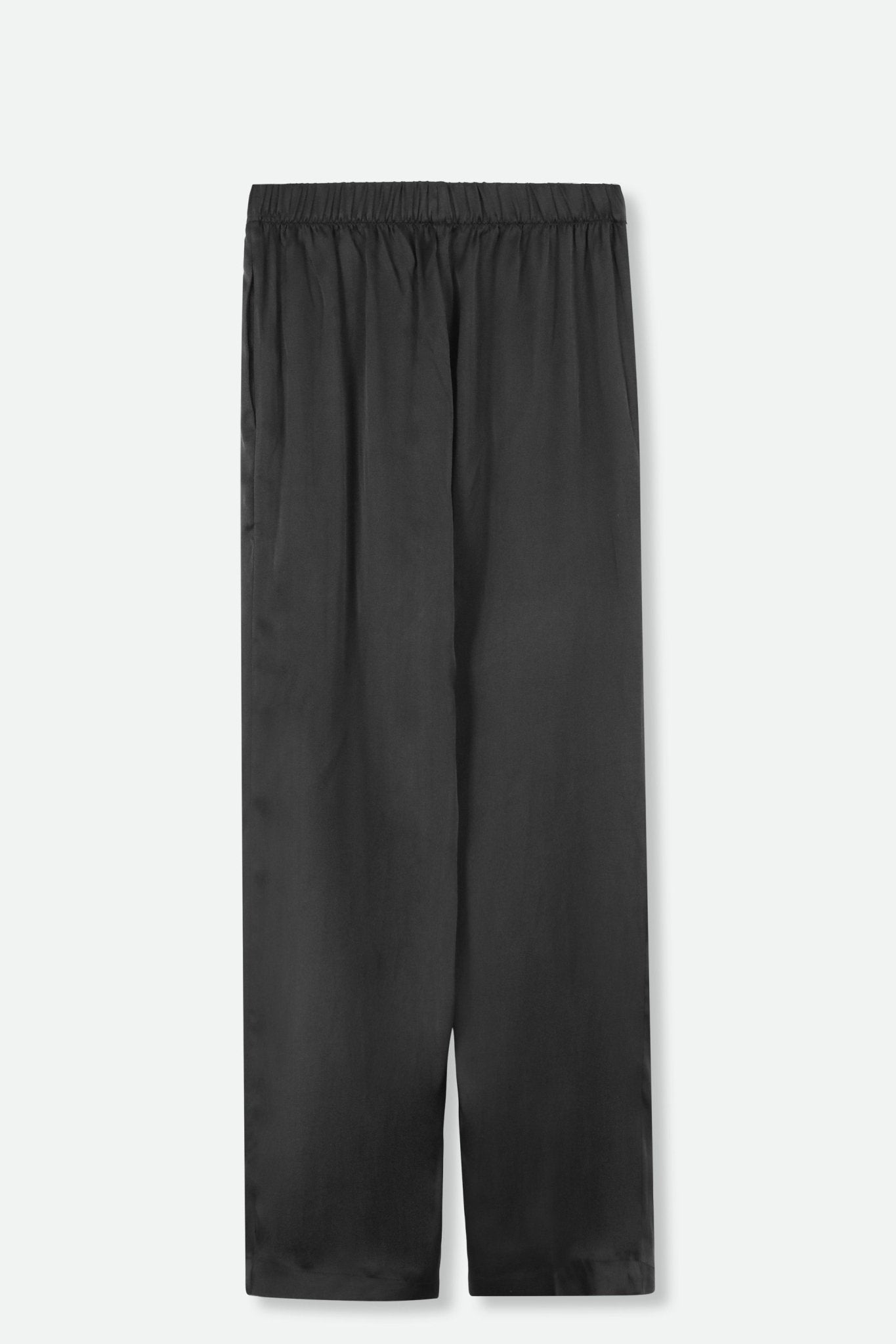 PAZ NARROW LEG PANT IN SILK CHARMEUSE IN BLACK - Jarbo