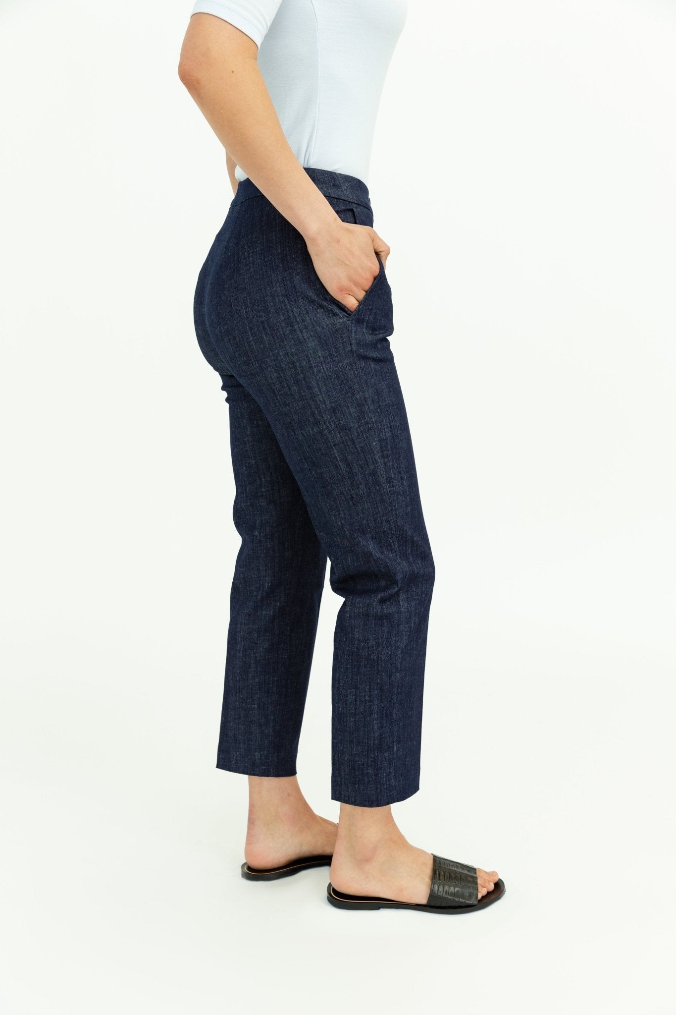 PEYTON ANGLE POCKET TROUSER IN STRETCH DENIM - Jarbo