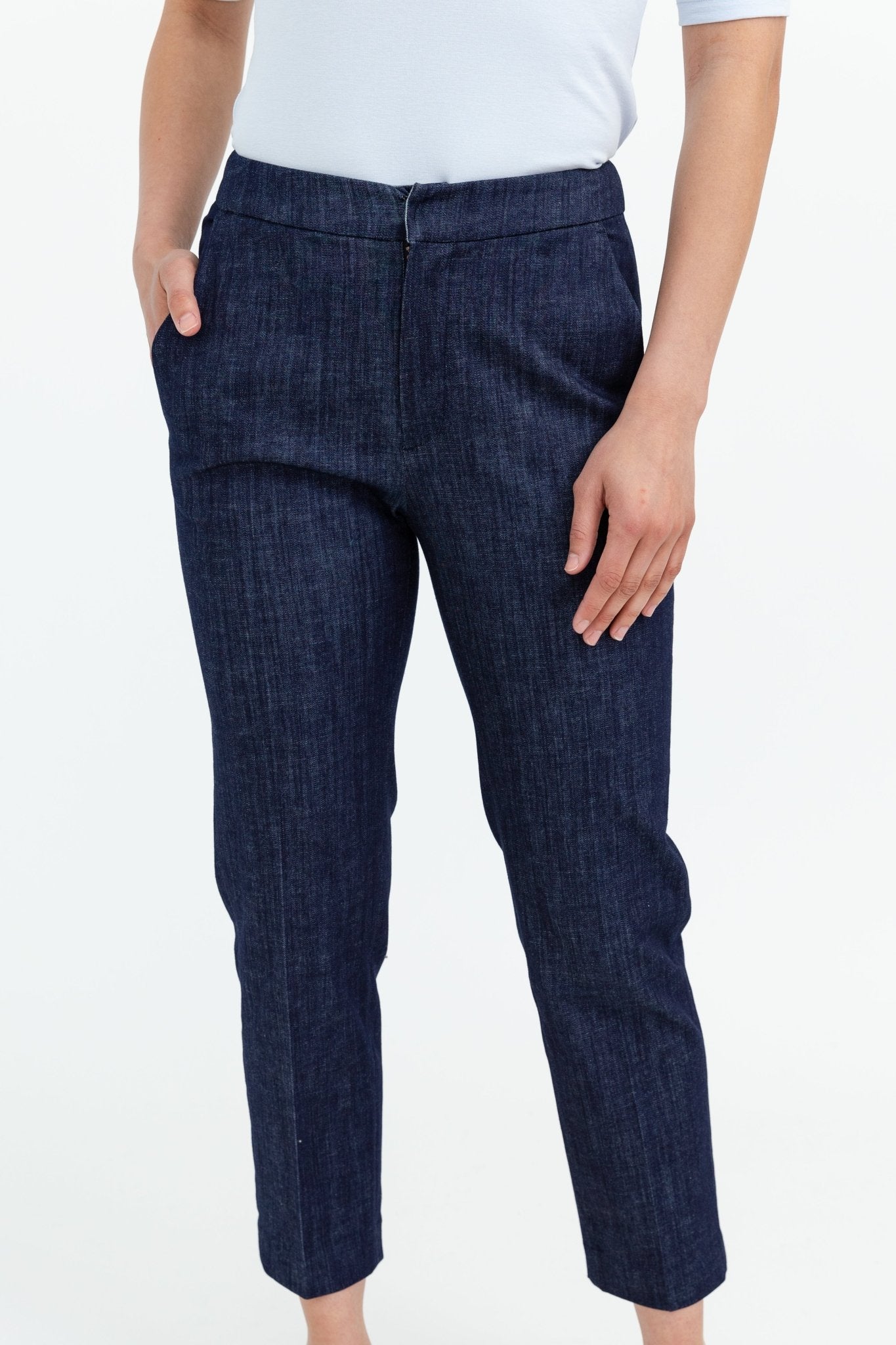 PEYTON ANGLE POCKET TROUSER IN STRETCH DENIM - Jarbo