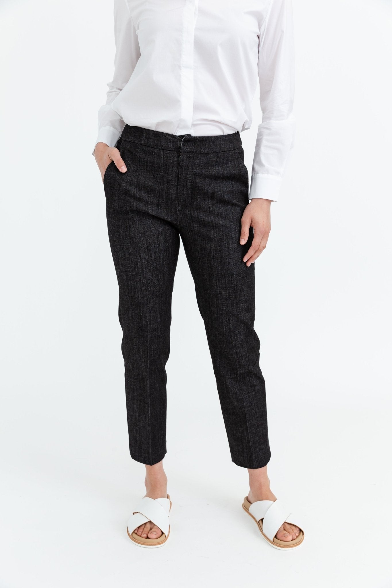 PEYTON ANGLE POCKET TROUSER IN STRETCH DENIM - Jarbo