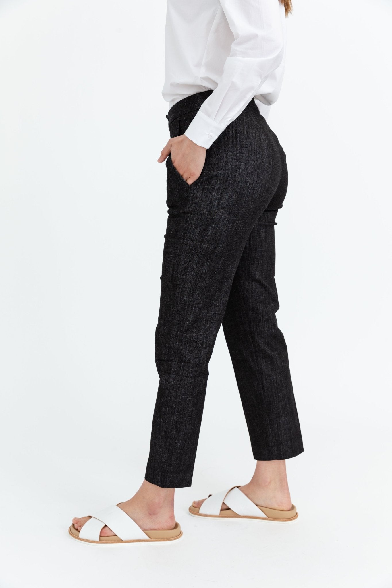 PEYTON ANGLE POCKET TROUSER IN STRETCH DENIM - Jarbo