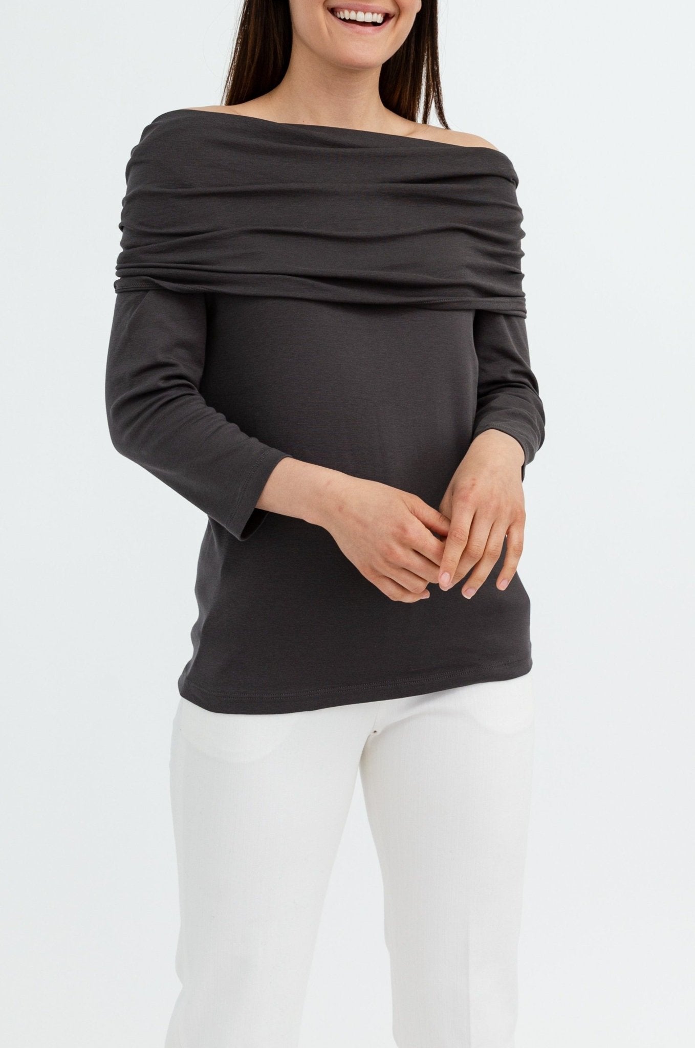 PIMA COTTON STRETCH CONVERTIBLE COWL NECK - Jarbo