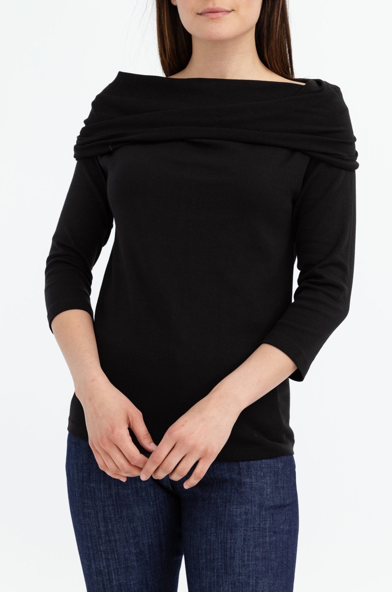 PIMA COTTON STRETCH CONVERTIBLE COWL NECK - Jarbo